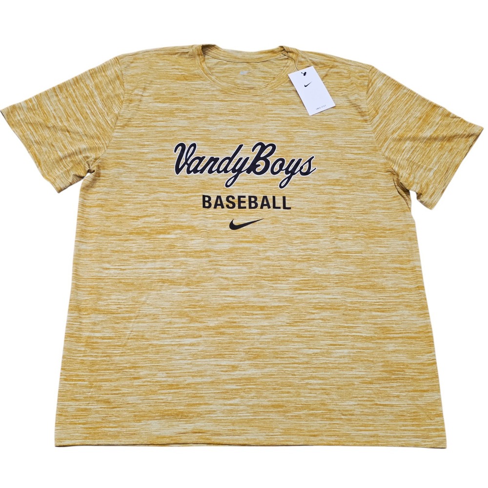 Nike Dri-Fit Vandy Boys Vanderbilt Commodores Baseball Shirt Gold DJ0446-783 L